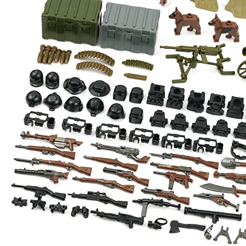 Military Weapons Pack, Ww2 Army Gear Kit Bricks Accessories Set, Swat Building Blocks Parts For Soldier Figures, Compatible With Major Brands #TOP6