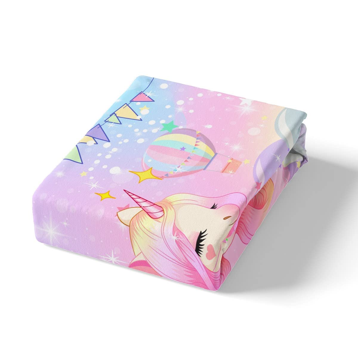 Einhorn Mädchen Bettwäsche 135x200cm Rosa Regenbogen Bettbezug Kinder Kawaii Cartoon Pferd Set mit 1 Kissenbezug