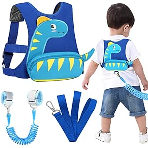 Toddler Harness Child Leash with Anti Lost Wrist Link, Accmor 3 in 1 Kids Dinosaur Harnesses Leashes, Children Walking…