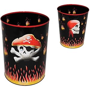 Alles-Meine.De Pirat Totenkopf Mülleimer Metall Eimer