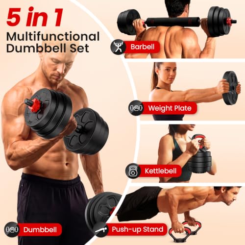 GARAGE WORKOUT PLAN FOR WEIGHT LOSS 4 BDSHE 45lbs Adjustable Dumbbell Set, 5-in-1 Dumbbell set,Suitable Men/Women