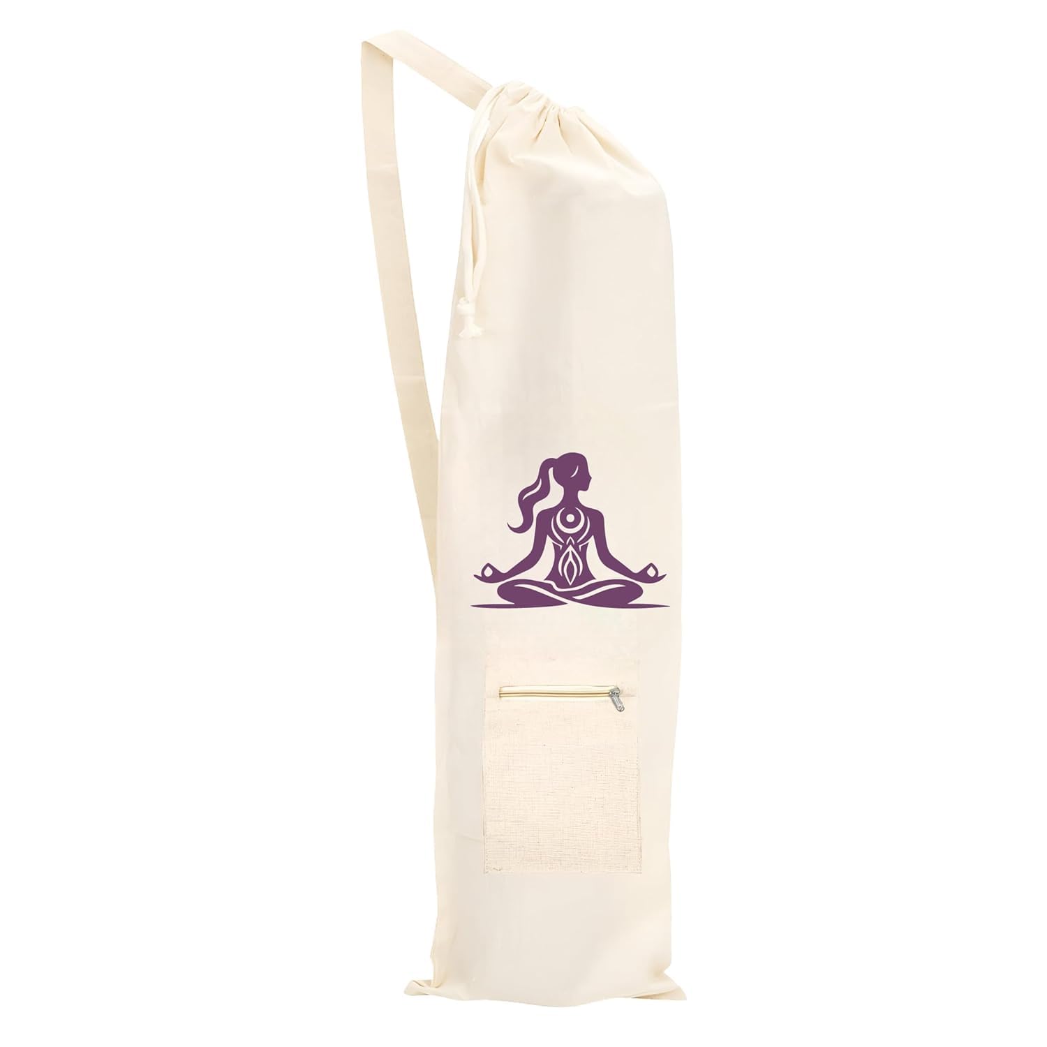 LOOPSTITCH Cotton Carry Yoga Bag Zip Pocket Drawstring and Strap for Women Men Printed Stylish Peace Symbol Yoga Mat Cover (Calm Spirit)