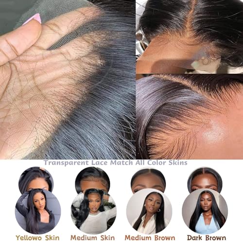 Image of tobasew 13x6 Straight Lace Front Wigs Human Hair 200 Density HD Transparent Lace Frontal Human Hair Wigs for Women Glueless Wig Pre Plucked 28 Inch