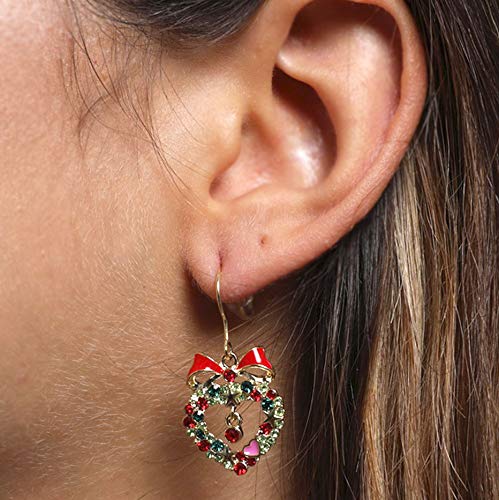 Xmas Earrings 18K Gold Plated CZ Rhinestone Christmas Drop Earrings Fishhook Fashion Jewellery for Women Girls - Image 2