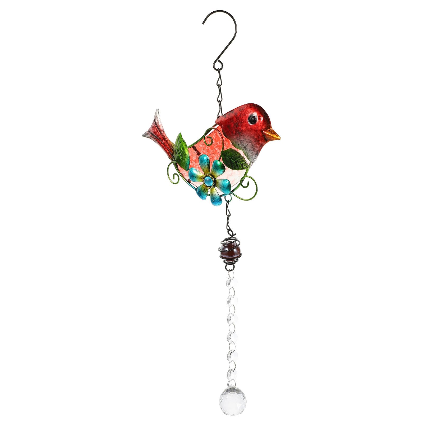 Décoration de jardin extérieure réaliste et suspendue avec oiseau en métal
