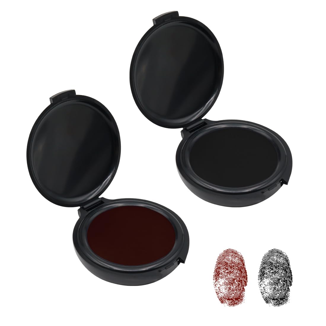 LICQIC 2 Pcs Thumbprint Ink Pad, Fingerprint Ink Pad, Fingerprint Kit for Identification Security ID Fingerprint Cards Law Enforcement Fingerprint Stamp Ink Pad (Black+Red)