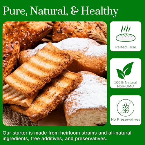 Image of Organic Sourdough Starter - Non-GMO Dehydrated Heirloom Style Organic Sourdough Starter Kit for Sourdough Bread, Pizza, Buns, Pancakes, Muffins | Easy to follow instructions.