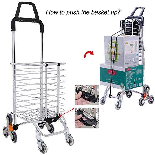 KOFULL Grocery Laundry Utility Foldable Shopping Cart, Aluminum Alloy 3-Wheel Stair Climbing with Cover (Can sit) Body Weight 220 Ib Free Hook Luggage Rope Storage Bag-177 Ib Capacity(Purple)