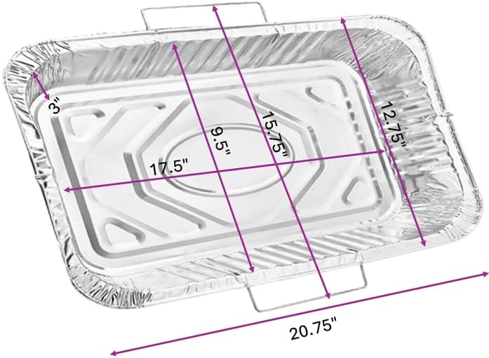 Disposable Aluminum 20.75X12.75X3 inches Full Size Pans with Handle Rack – BPA-Free, Non-Stick, Ideal for Baking, Roasting – Perfect for Parties & Catering:10PANS