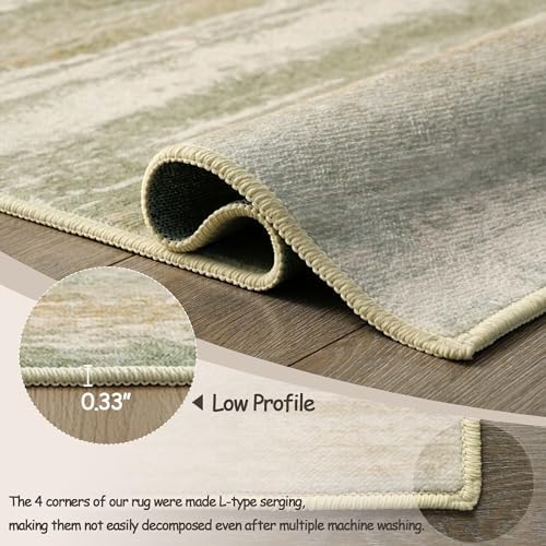 Abstract Runner Rug Machine Washable Area Rug 2.6x8, Spill-Proof Surface, Non-Slip Backing, Cozy Soft Faux Wool, Printed Rugs for Hallway, Kitchen, Entryway - Sana