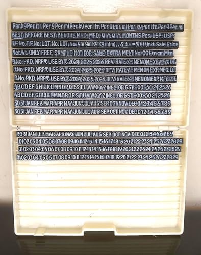 Image of ASPL 4MM Manual Batch Printing Stamp | Date, Batch No., MFG Date, EXP Date & MRP Marking for Pouches, Bags & Labels | Suitable for 3kg-5kg Products | Craft Use | Made in India