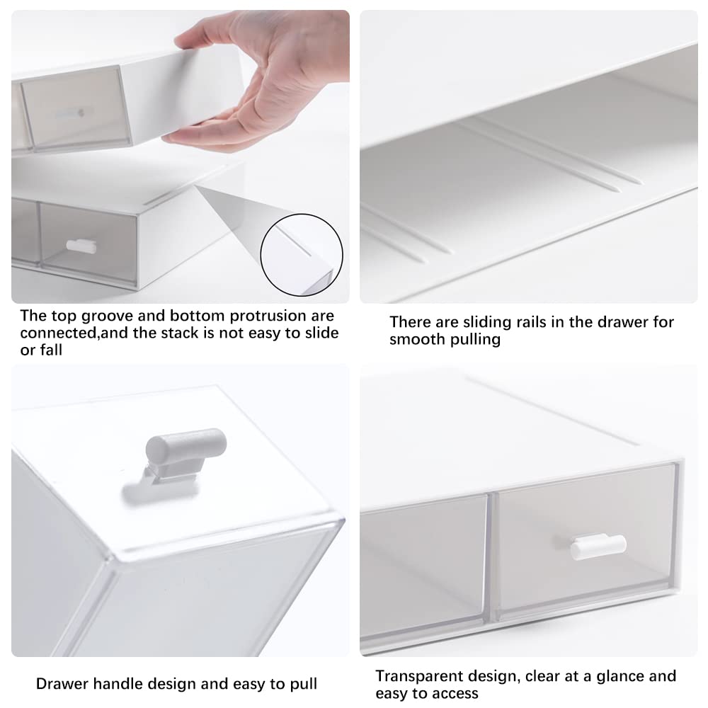 Organisateur de bureau avec 5 tiroirs, boîte de rangement de bureau empilable à 2 niveaux, organisateur de bureau pour fournitures de bureau, rangement à la maison