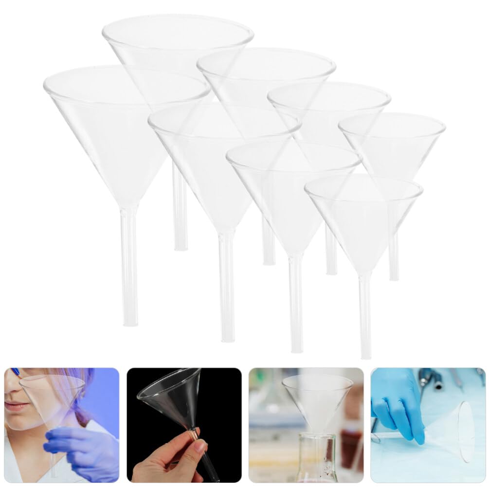 Gatuida 8 Piezas Embudo De Vidrio Transparente Para Laboratorio Unidades Embudo De Filtración Científico Para Experimentos Materiales De Laboratorio
