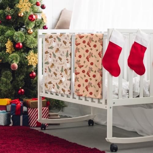 Image of Vitalcozy 4 Pcs Western Christmas Crib Sheet for Standard Nursery Decor