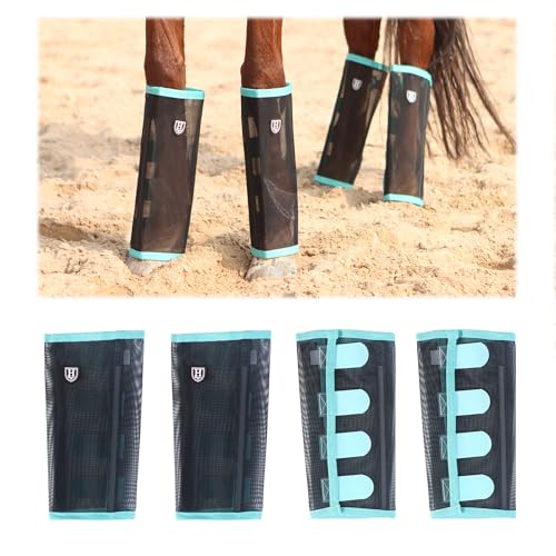 Image of Harrison Howard Loose-Fitting Horse Fly Leggings Breathable, Tear-Resistant Fine Mesh Leg Guards Stay-on Comfortable Fly Boots (Set of 4)