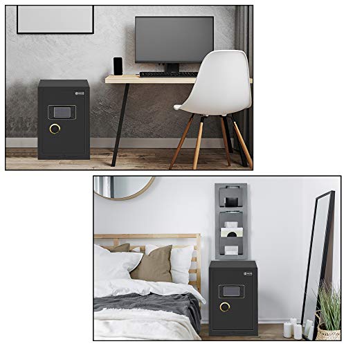 Security Home Safe, 2.05 Cubic Safe Box with Digital Screen Touch Keypad & Key Lock, Double Safety Gun Safe for Pistols Home Office Cash Watch Jewelry Money Safe, LCD Display