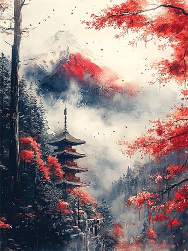 Kit paint by numbers paysage japonais idée cadeau loisir créatif
