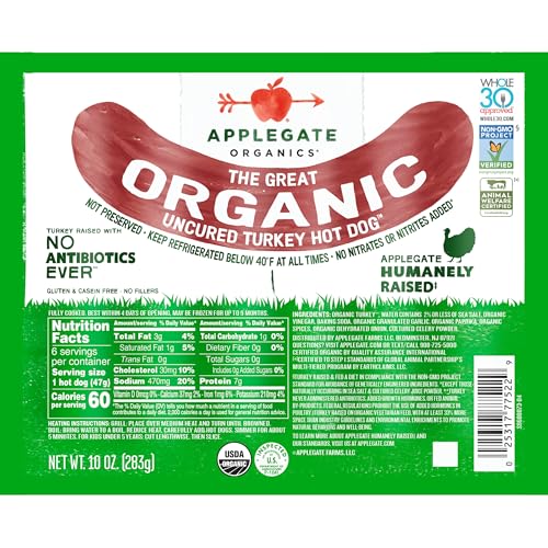 Applegate Great Organic Turkey Hot Dog Uncured, 10oz