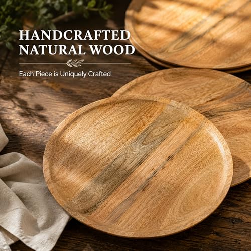 Platos decorativos de madera Alpha Living Home 11" pack 4 miniatura 3