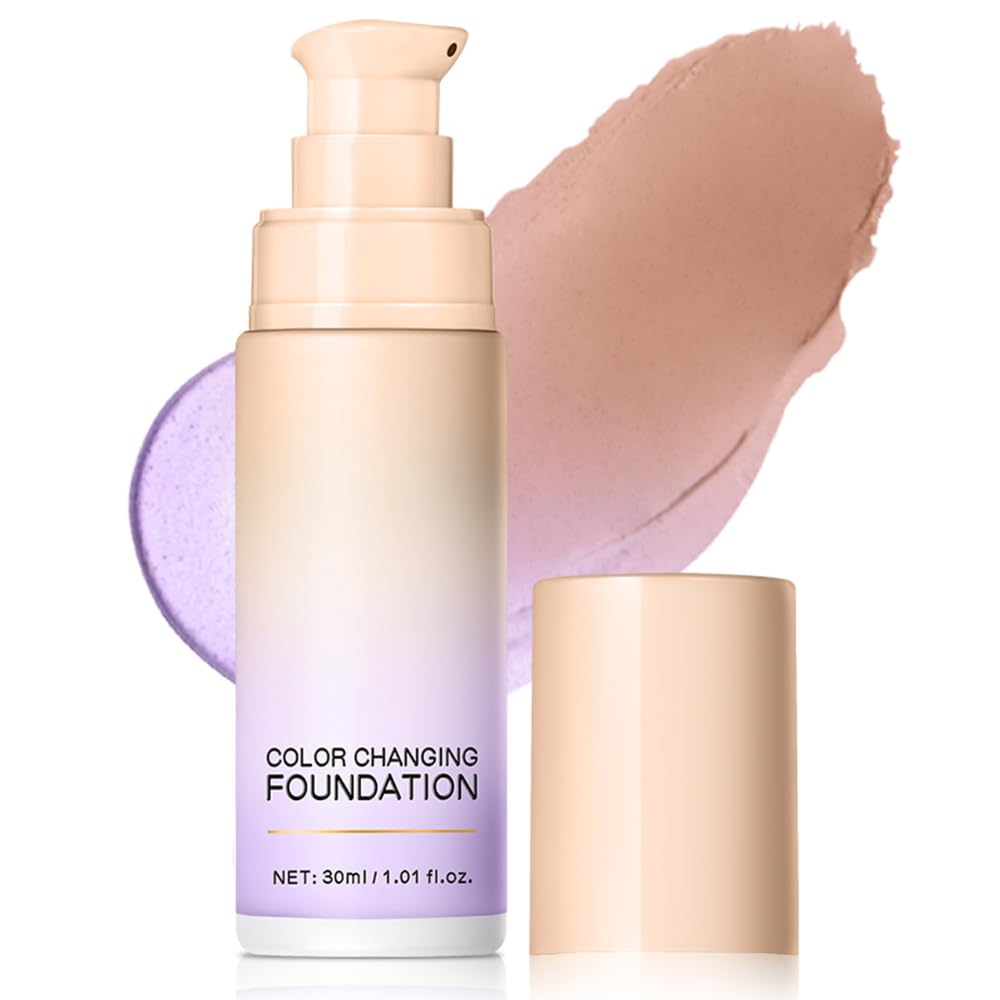 Color Changing Foundation with Centella Asiatica - Weightless Hydrating Liquid Foundation (Purple-02), 30 ml (Pack of 1)