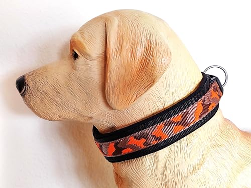 BUDDYPACK-Hundehalsband Extra-Breit & Weich mit Neopren-Polster für Kleine und Große Hunde (Hellbraun-Orange-Dunkelbraun, S)