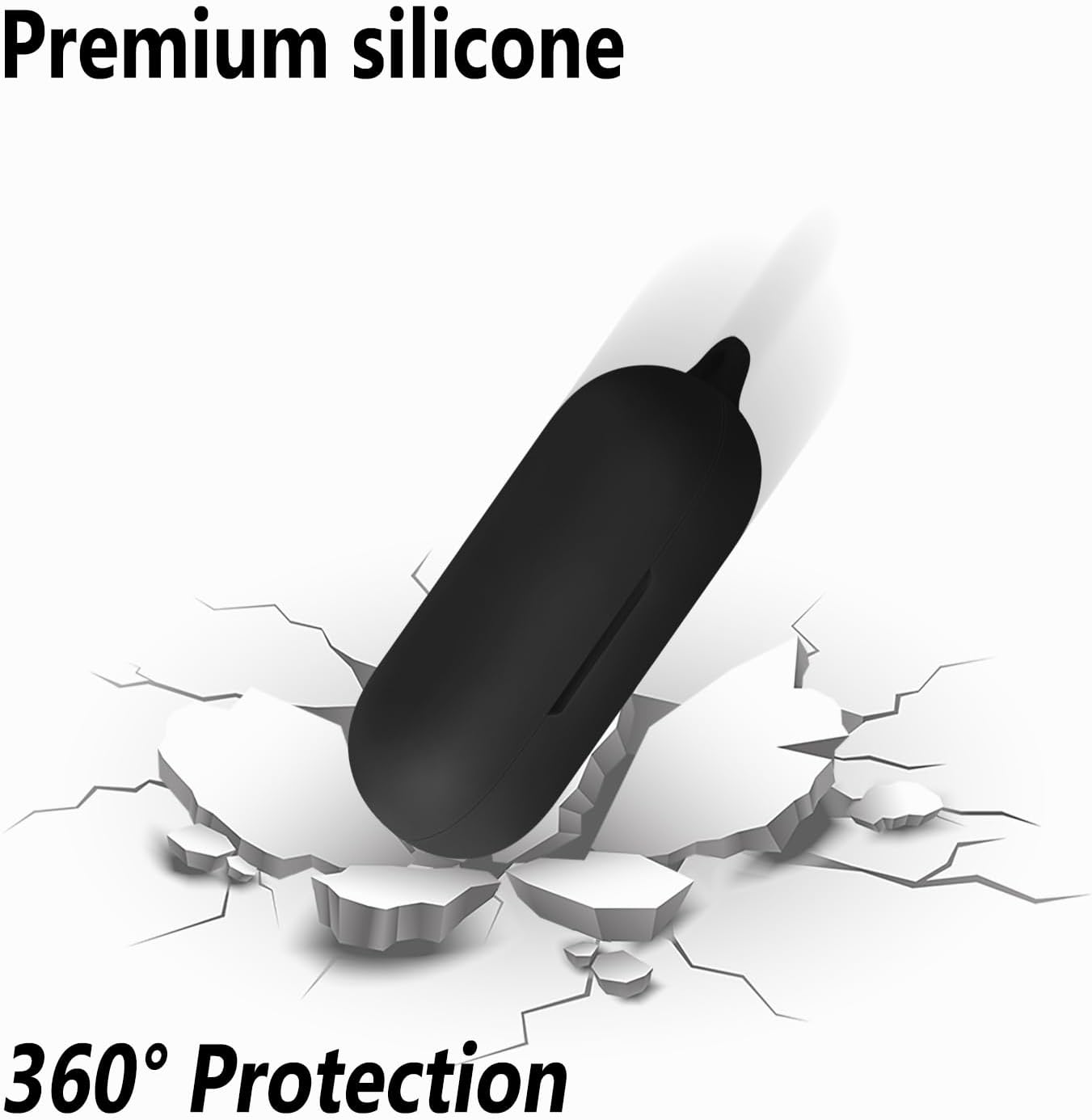 Geiomoo Silicone Case for Raycon Open Earbuds, Soft Flexible Scratch Resistant Protective Cover with Carabiner (Black) - Image 4