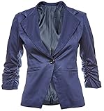 Mit tailliertem Schnitt Sambosa Eleganter Damenblazer Blazer Baumwolle Jäckchen Business Freizeit Party Jacke in 26 Farben 34 36 38 40 42, Farbe:Dunkelblau;Größe:XL-42