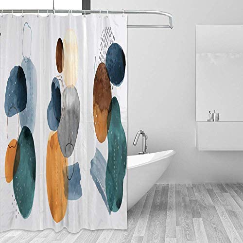 Rideau de douche avec crochets décoratifs en polyester imperméable - 5