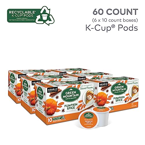 Image of Green Mountain Coffee Roasters Pumpkin Spice, Keurig Single-Serve K-Cup Pods, Light Roast Coffee, 60 Count (6 Packs of 10)