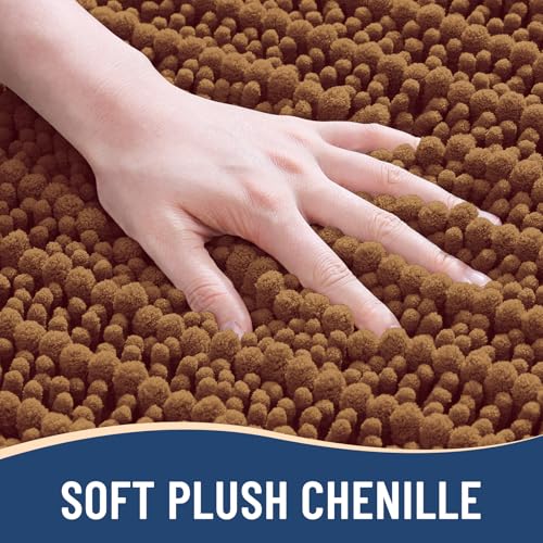 Image of Arotive Luxury Small Bathroom Rugs 24x16, Extra Soft Thick Absorbent Shaggy Chenille Bath Rugs, Machine Wash Dry, Bath Mats for Bathroom Floor, Tub and Shower, Home Decor Accessories, Ochre