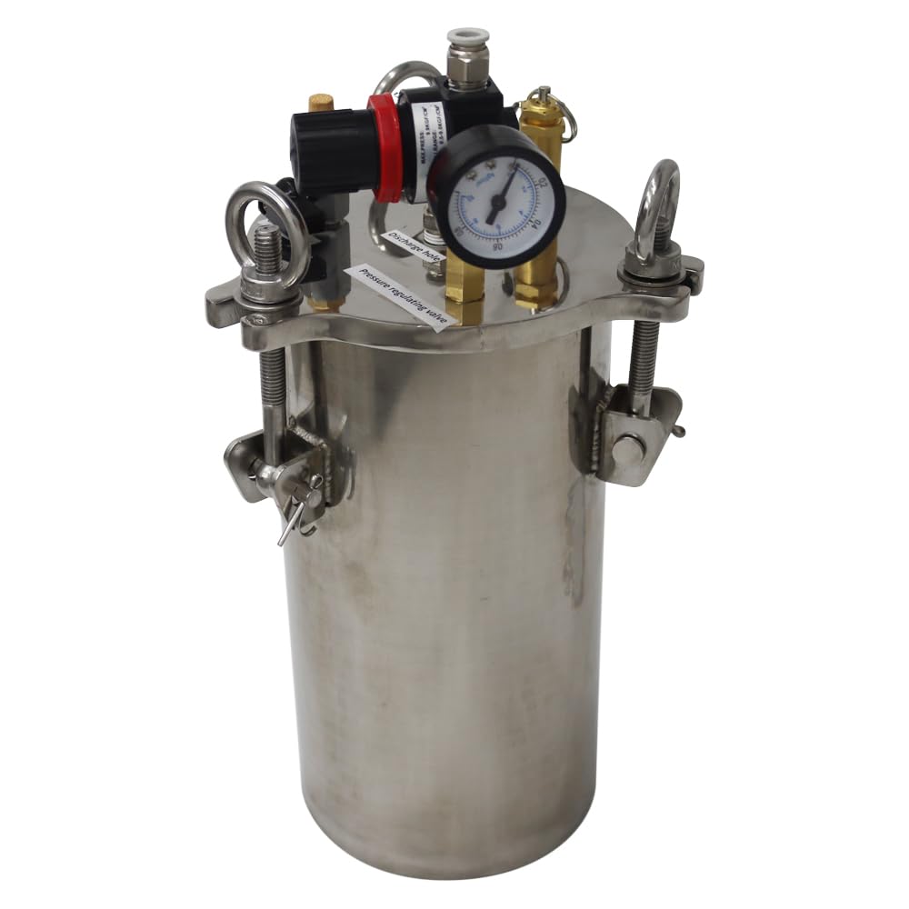 Distributeur sous pression en acier inoxydable 5 L avec sa valve de sécurité pour colle