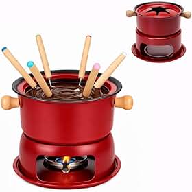 Conjunto Aparelho de Fondue em Aço 1,7 Litros 11 peças - Kit Completo (Vermelho)