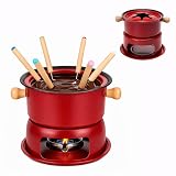 Conjunto Aparelho de Fondue em Aço 1,7 Litros 11 peças - Kit Completo (Vermelho)