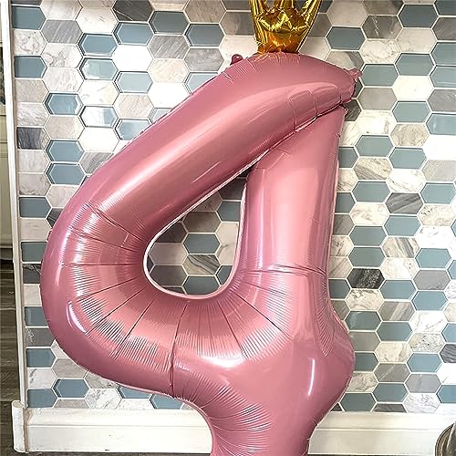 Image of Large Number 6 Balloons, Light Pink 40 Inch Foil Number Balloon for Women, Crown Pearl Pink Self Inflating 0-9 Set Balloons for Girls 6th Birthday Party Decor Anniversary Party Decorations Supplies