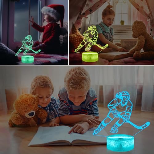 Lámpara de noche 3D Hockey para niñas con LED multicolor miniatura 3