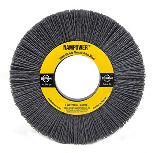 Image of Brush Research CW61280SC Nampower Composite Hub Abrasive Nylon Wheel Brush, Round Hole, Silicon Carbide Filament, 6 inch Diameter, 0.040 inch Wire Diameter, 2 inch Arbor Hole, 1.5 inch Bristle Length, (Pack of 1)