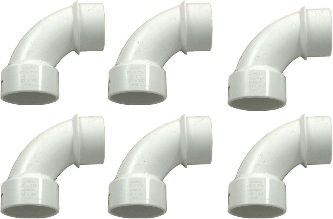 PVC Pipe Fitting, 90 Degree 2" Street Sweep Elbow 411-9120 - 6 Pack