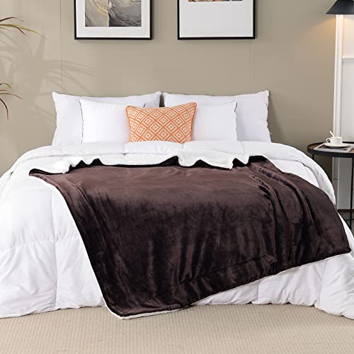 Sochow Sherpa Fleece Throw Blanket, Reversible Super Soft Luxurious Plush Blanket Throw Size, Brown #TOP5