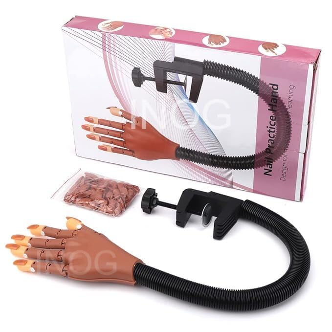 Practice Hand for Acrylic Nails-Fake Flexible Movable Practice Nail Hand Practice for Acrylic Nail Kit, Maniquin Hand for Nail Practice with 100Pcs Refill Nail Tips-image-13
