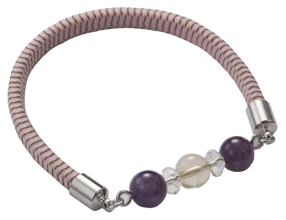 Sunwai Shoji Electrostatic Removal Bracelet, Made in Japan, Antistatic Power Stone Bracelet, Amethyst, Pink