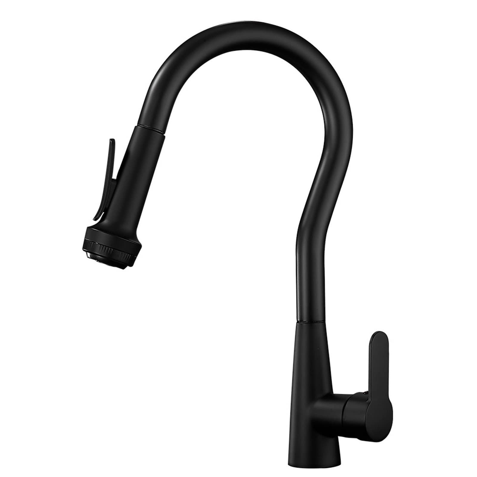 Mitigeur cuisine extractible noir laiton robinet évier pivotant eau chaude froide monotrou