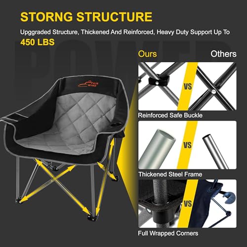 FAIR WIND 2 Pack Oversized Padded Camping Chair Heavy Duty Quad Fold Arm Chair Portable for Outdoor の商品画像 5