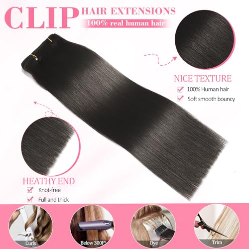 Image of Clip in Hair Extensions Real Human Hair, Human hair Clip ins Extensions