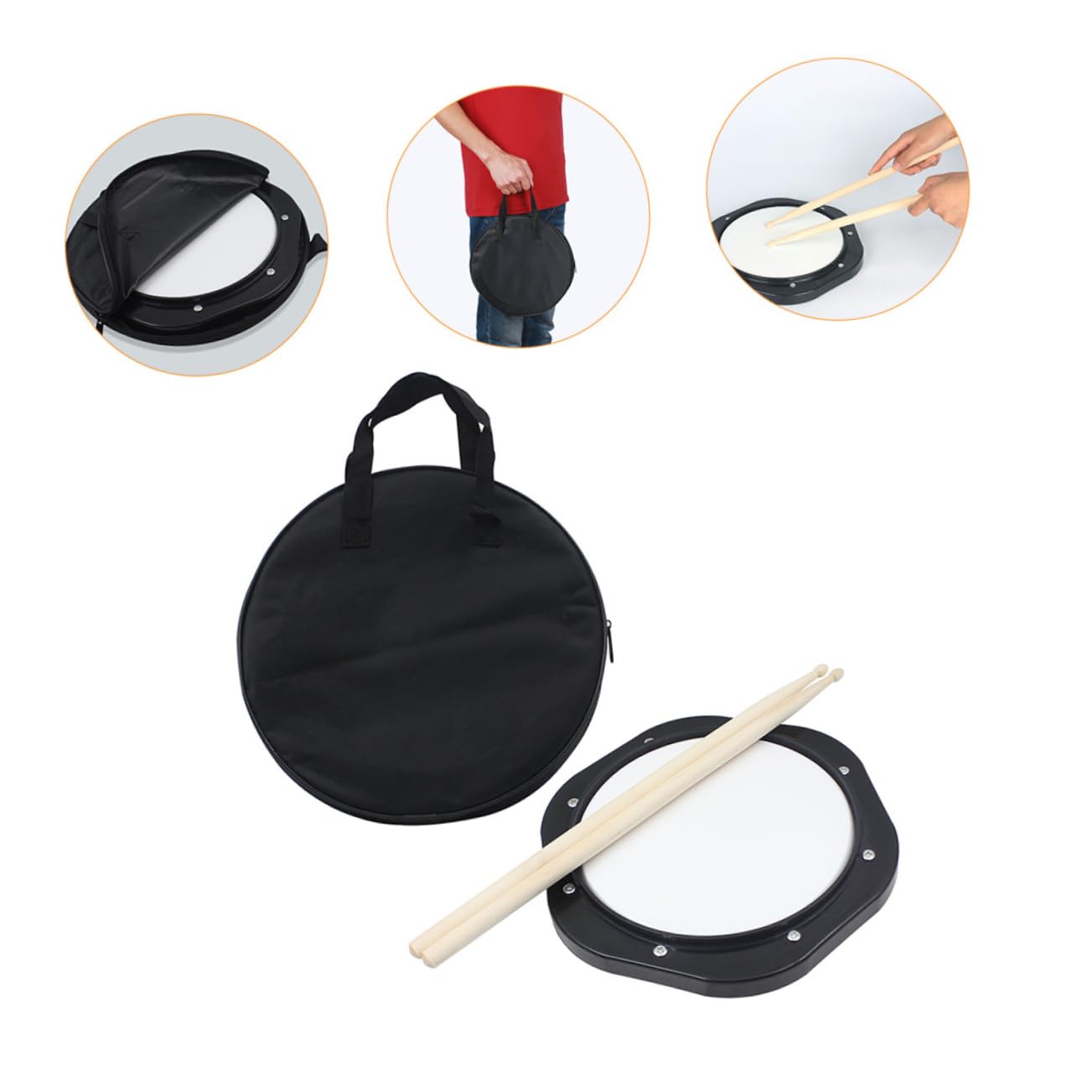 FRCOLOR Set de Práctica para Tambores Baquetas, Almohadilla Flexible de 10 Pulgadas en Abs, Ligera y Fácil de Transportar para Bateristas y Niños