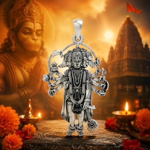 Image of Hanuman Locket for Men & Women | Spiritual Religious Pendant with Chain | Bajrangbali Hanuman Ji Kavach for Protection, Strength, Positive Energy & Devotional Wear Unisex