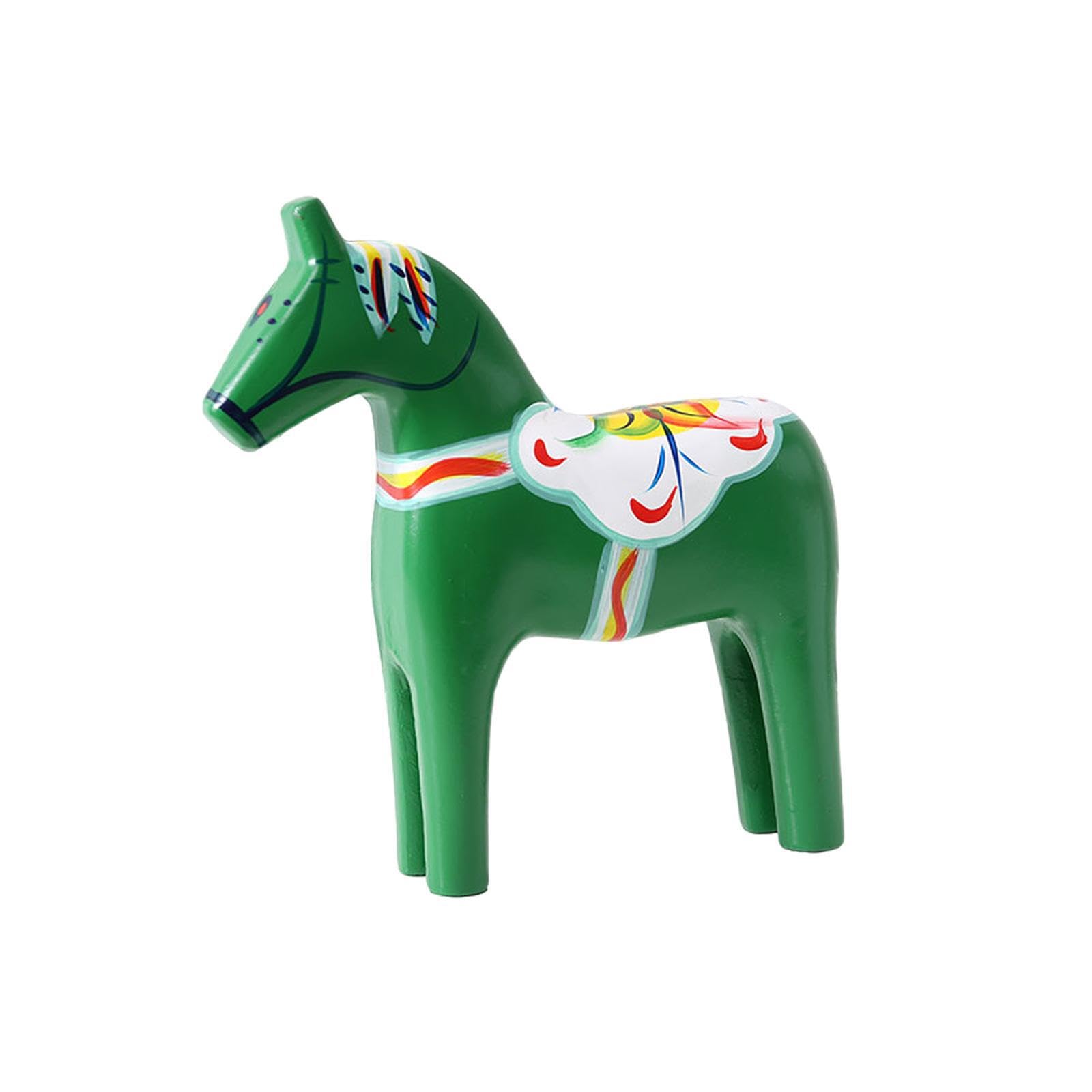 QIXCXAZ Charming Gift Craft Wooden Swedish Dala Horse Figurine Unique Collectible Statue Housewarming Item Can Become Beautiful Landscape And Overall Home, green