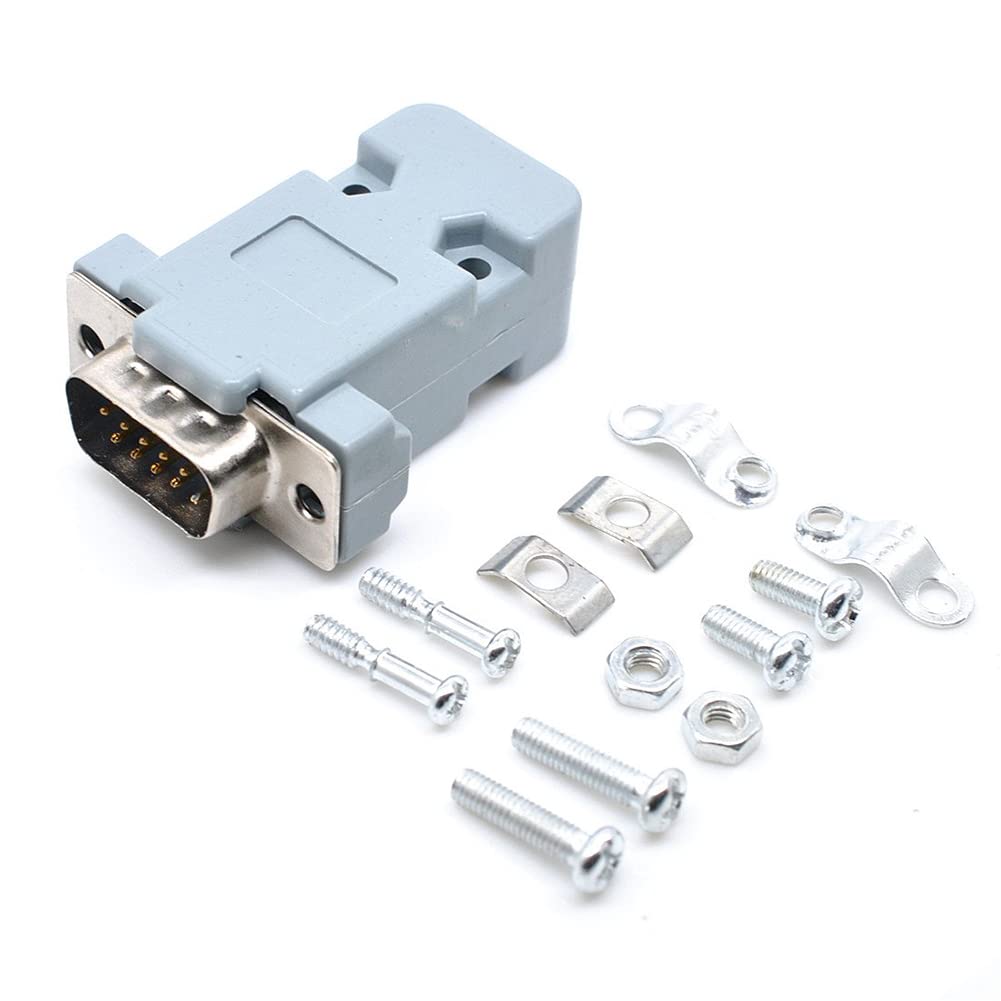 Jienk 10PCS VGA Male DB15 3 Row Solder Cup Connectors Kit, Solder