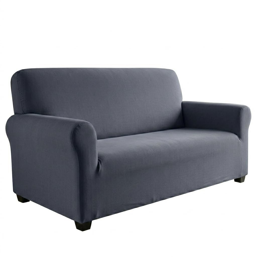 Genérico Elastic Sofa Cover Size M (for Sofas 150-180 cm), Adjustable 2 Seater Large or 3 Small Seaters, Non-Slip and Washable, Soft Fabric with Foams – Grey