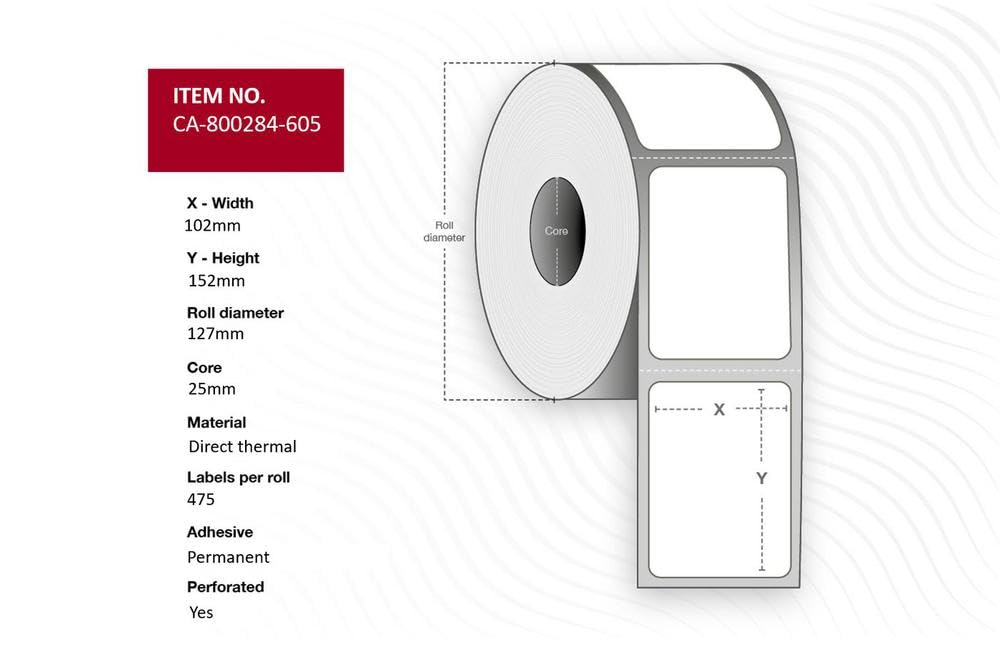 Capture Label 102x152mm Address Rolls, Core 25mm