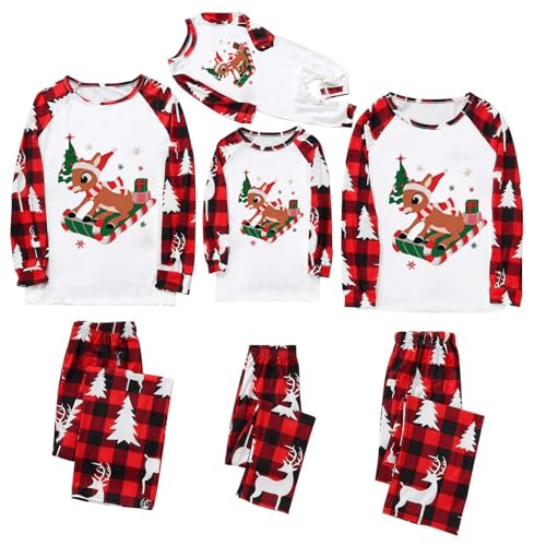 Family Christmas Pajamas Matching Pajamas for Family Long Sleeve Shirts & Pj Pants Elk Reindeer Printed Xmas Two Piece Pjs